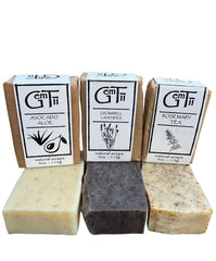 GemTii Avocado Aloe Soap Bar closeup showing creamy lather and nourishing oils.