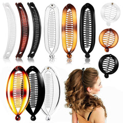 Generic Banana Clips 12pcs secure ponytails with retro fishtail design.