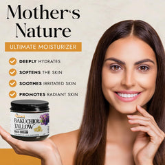 Generic beef tallow face cream jar highlights creamy texture and rapid absorption for sensitive skin.