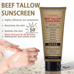 Generic Beef Tallow Sunscreen texture shows non-greasy, light finish