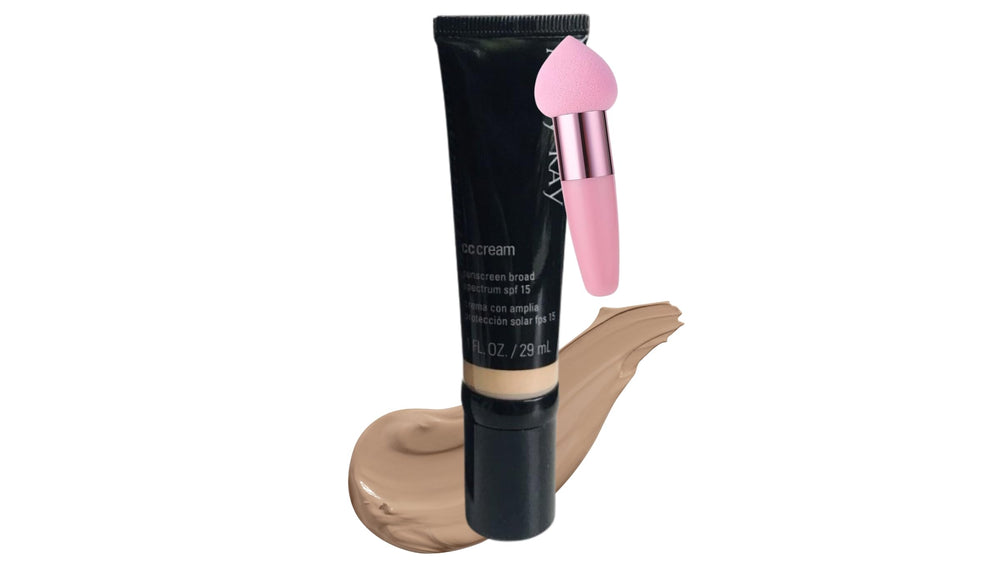 Generic cc cream with sunscreen provides light coverage and SPF protection for the face.