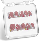 Generic Flower Handmade Press on Nails with 3D rhinestones for elegant daily wear.