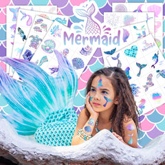 Generic Sea Life Tattoos: dolphins and shells enhance ocean-themed celebrations for kids.