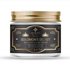 Genesis Solomon's Secret men's wild yam cream jar showing premium organic formula for vitality.