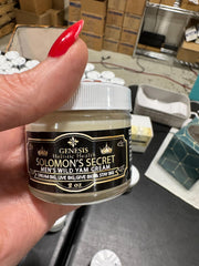 Genesis Solomon's Secret wild yam ingredients closeup highlighting organic botanicals.