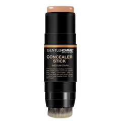 Gentlehomme concealer stick demonstrates blemish coverage for quick camouflage.