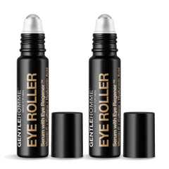 Gentlehomme eye roller serum bottle showing cooling under-eye care benefits