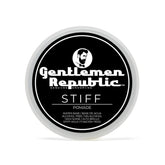 Gentlemen Republic Stiff Pomade bottle shows premium packaging and lasting shine