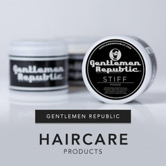 Hand dispensing Gentlemen Republic Stiff Pomade for quick styling