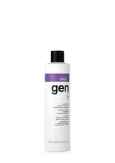 Genus Keratin Restructuring Shampoo bottle pouring for smooth, frizz-free hair