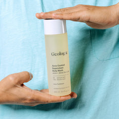 Geologie Acne Control Body Wash foamy lather signals a thorough cleanse.