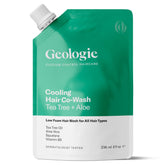 Geologie Cooling Co-Wash bottle pour shows a refreshing scalp cleanse.