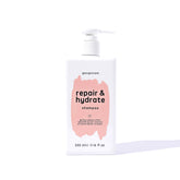 Georgiemane Repair and Hydrate Shampoo bottle displays color-safe nourishment.