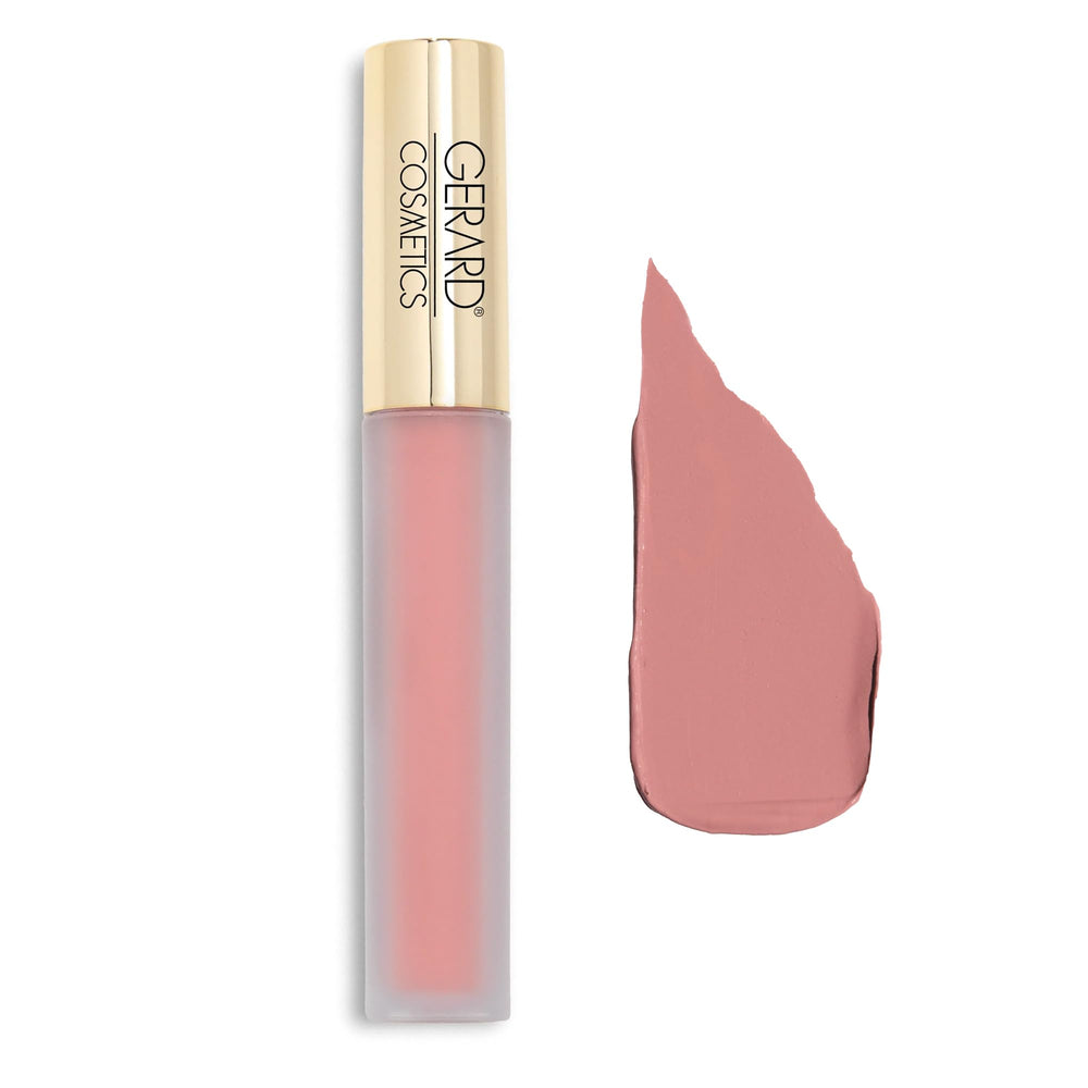 Gerard Cosmetics HydraMatte Skinny Dip close-up swatch showing long-wearing pink nude pigment.