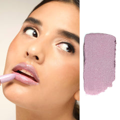 Gerard Cosmetics purple glitter lipstick swirl shows metallic shine and long-wear appeal.