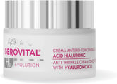 Gerovital Evolution anti-wrinkle cream jar close-up showing rich hydration.