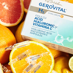 Gerovital Hyaluron C serum closeup texture reveals smooth finish