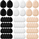 Gerrii 72-piece finger powder puff set in black, skin tone, and white for versatile makeup.