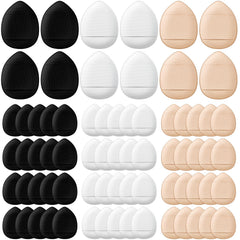 Gerrii 72-piece finger powder puff set in black, skin tone, and white for versatile makeup.