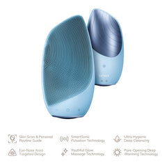 GESKE SmartAppGuided sonic thermo facial brush providing facial massage for relaxation