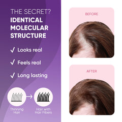 Close-up of GBG Hair Fibers blending with real hair.