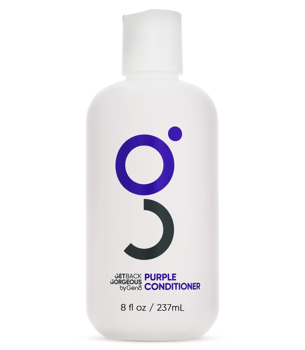 GBG Purple Conditioner bottle pouring to tone brassiness