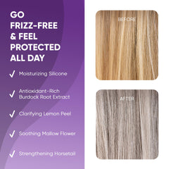 Hair swatch showing toned blonde with GBG Purple Conditioner