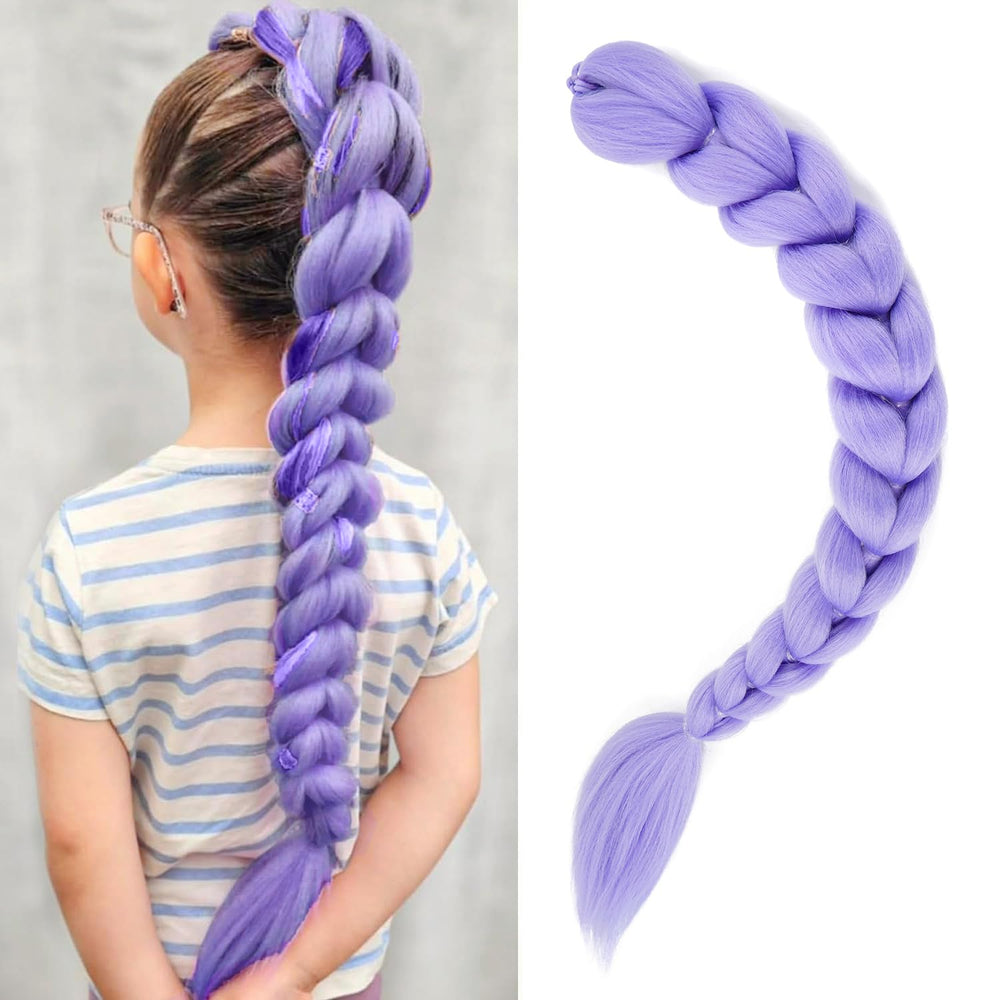 GetGal 28-inch purple braiding ponytail blends naturally for quick transformation.