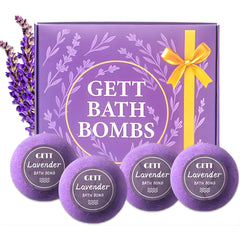 GETT Lavender Bath Bombs packaging, gift-ready presentation for pampering at home.