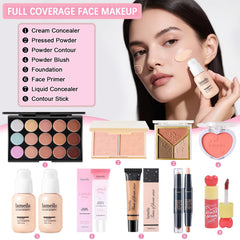Geyomi All-in-One Makeup Kit pressed powder for a natural finish.