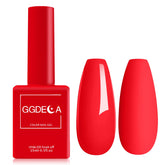 GGDECA bright red gel nail bottle showing true color for at-home nails.