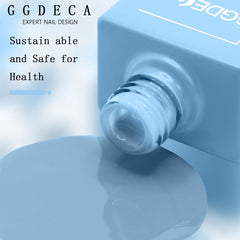 GGDECA light blue gel polish brush application demonstrates smooth, even coverage.
