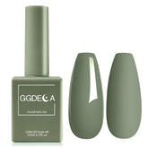 GGDECA Sage Green Gel Polish bottle close-up for accurate color viewing during home manicures.