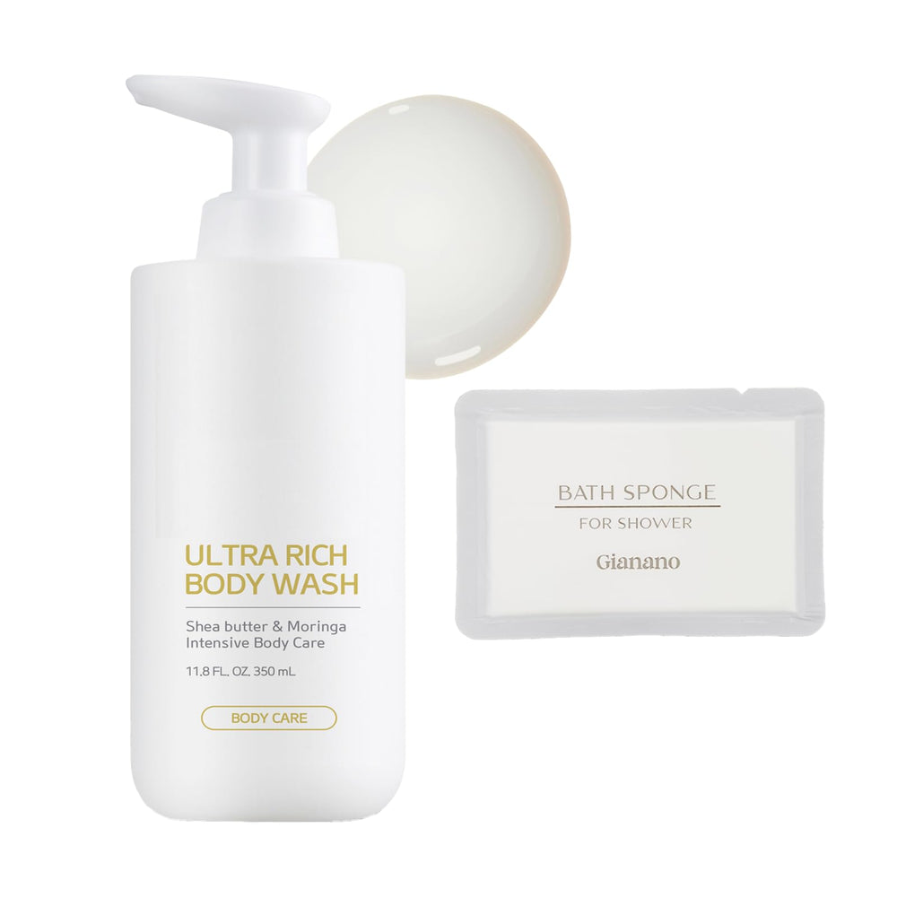 GIANANO moisturizing soft foaming body wash bottle releasing rich foam for gentle cleansing.