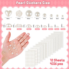 GIFOHAPY 4mm round pearl stickers for nail art and face designs.