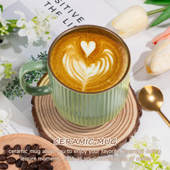 GiftSketch ceramic mug with stirring spoon for relaxing coffee moments
