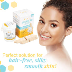 GIGI microwave wax melts in seconds for fast hair removal.