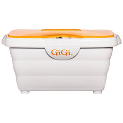 GIGI paraffin wax warmer on a counter for professional manicures and pedicures.