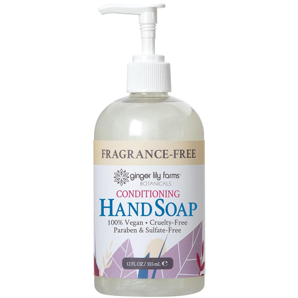 Ginger Lily Farms Botanicals hand soap bottle for fragrance-free cleansing on sensitive skin.