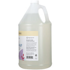 Ginger Lily Farms Botanicals label closeup highlights fragrance-free, gentle cleansing.