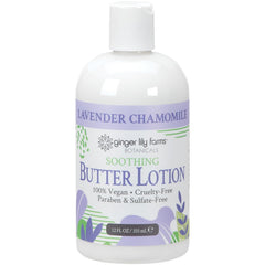 Ginger Lily Farms Botanicals Soothing Butter Lotion bottle after shower provides lightweight hydration.