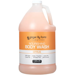 Ginger Lily Farms bottle-pour shows creamy lather ready for cleansing