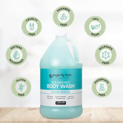 Ginger Lily Farms Club & Fitness refill dispenser ready for gym showers.