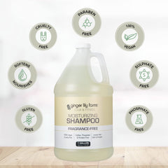 Ginger Lily Farms Club & Fitness shampoo in gym refill setting for locker rooms.