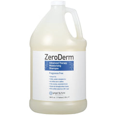 ZeroDerm shampoo being poured for gentle cleansing on hair and scalp.
