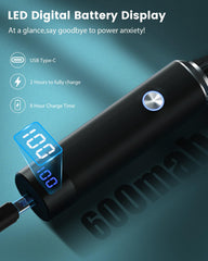 Ginity LED display close-up shows battery status for reliable use.