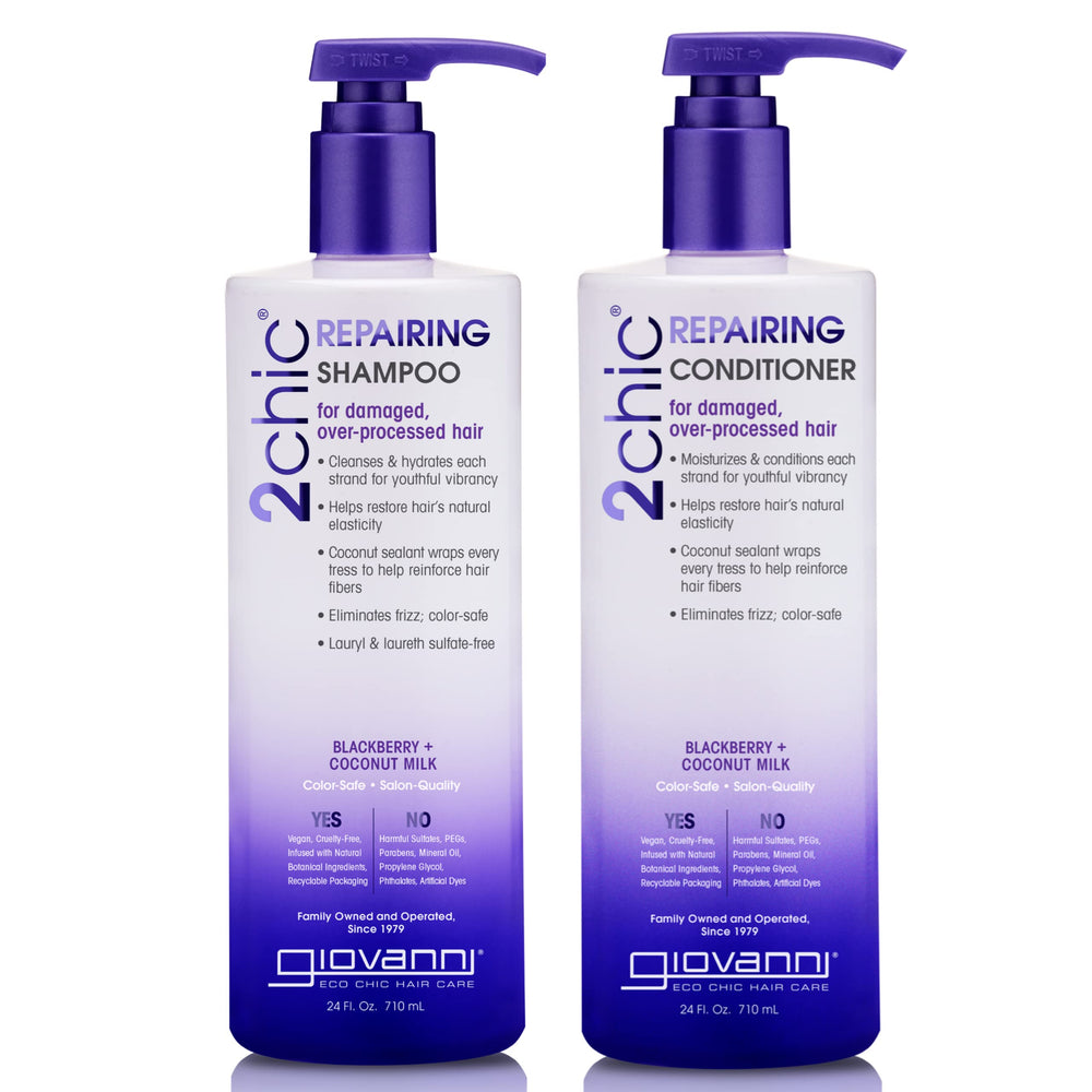 GIOVANNI 2chic Ultra-Repairing Shampoo bottle pour nourishes dry, damaged hair.