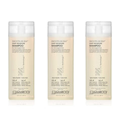 GIOVANNI bottle close-up highlighting Eco Chic Smooth as Silk for silky, manageable hair.