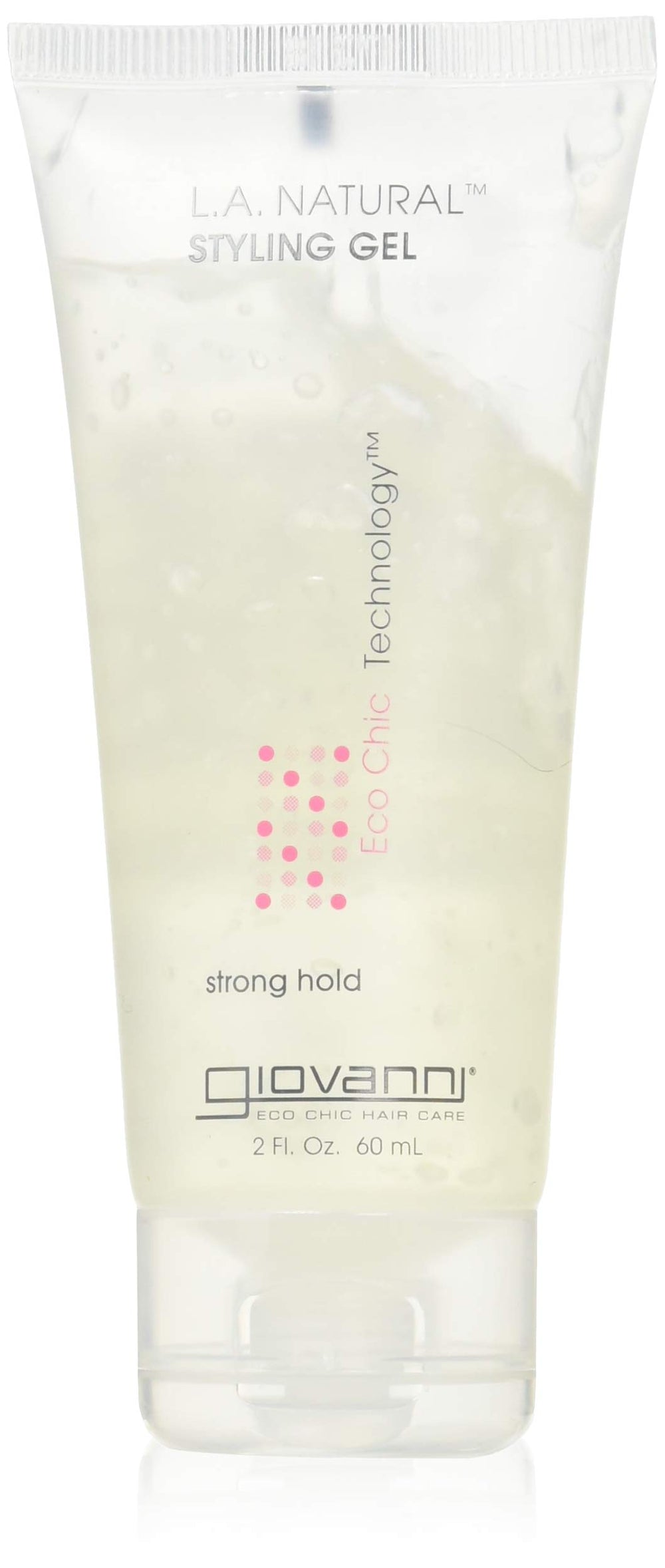 Giovanni Cosmetics LA Natural Styling Gel bottle showcases strong hold for sleek styles