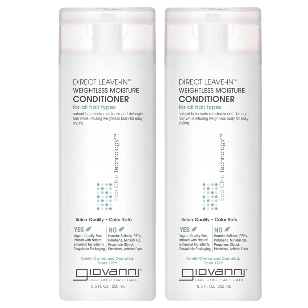 GIOVANNI Direct Leave-In Weightless Moisture Conditioner bottle provides light hydration for healthy curls.